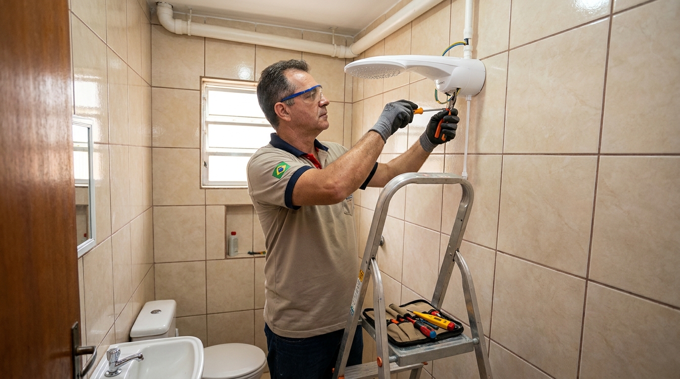 Substituição de Chuveiro Antigo no Centro, Betim‑MG